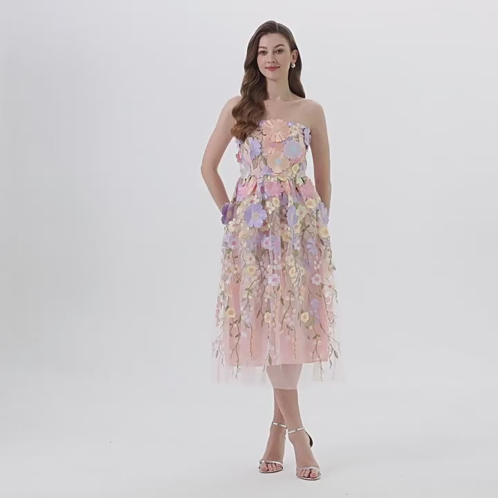 Enchanted Garden Strapless Tulle Dress - 912071976607_BLUE