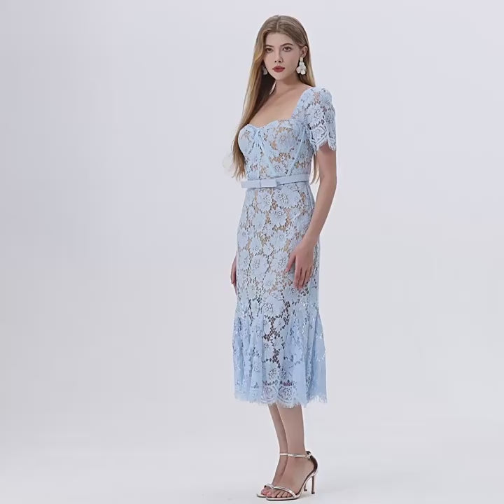 Bluebell Grace Floral Lace Midi Dress - 912087138600_BLUE