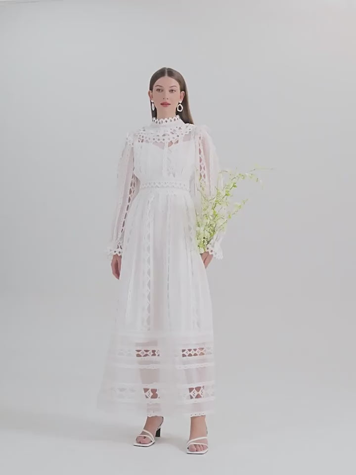 Celeste Lace Dream Maxi Dress - 909228434566_WHITE