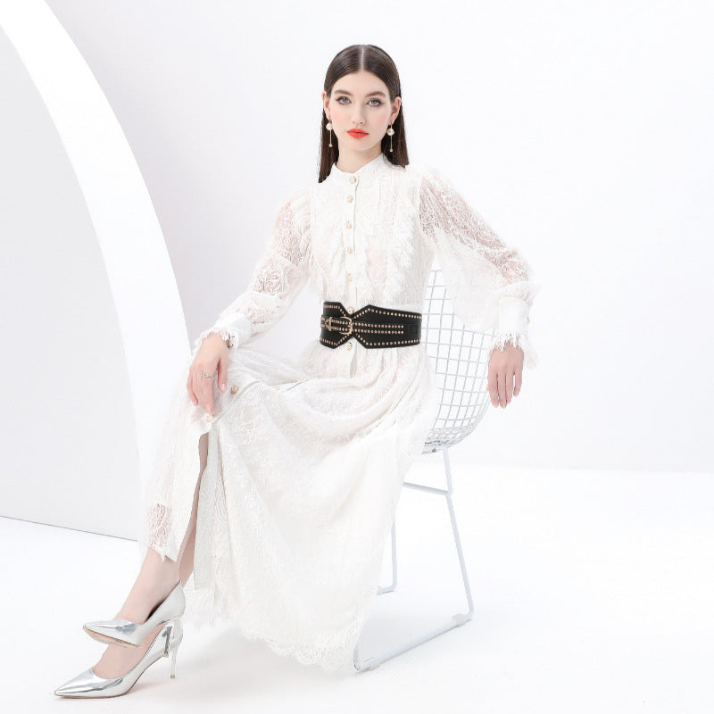 White Lace Vintage Maxi Dress