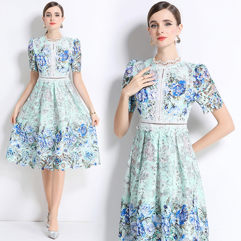 Azure Bloom Lace Dress