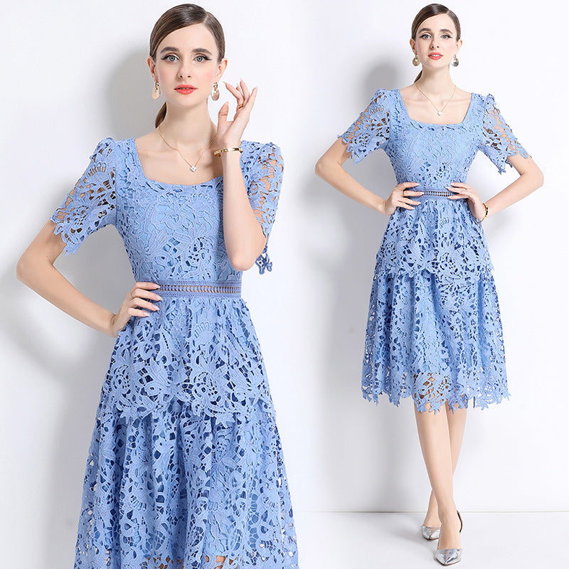 Serene Sky Lace Midi Dress