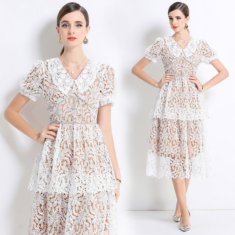 White Petal Lace Dress