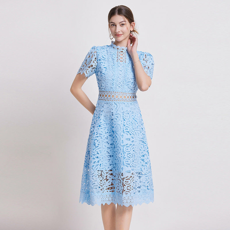 Sky Blue Lace Midi Dress