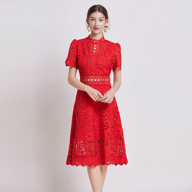 Scarlet Lace Midi Dress