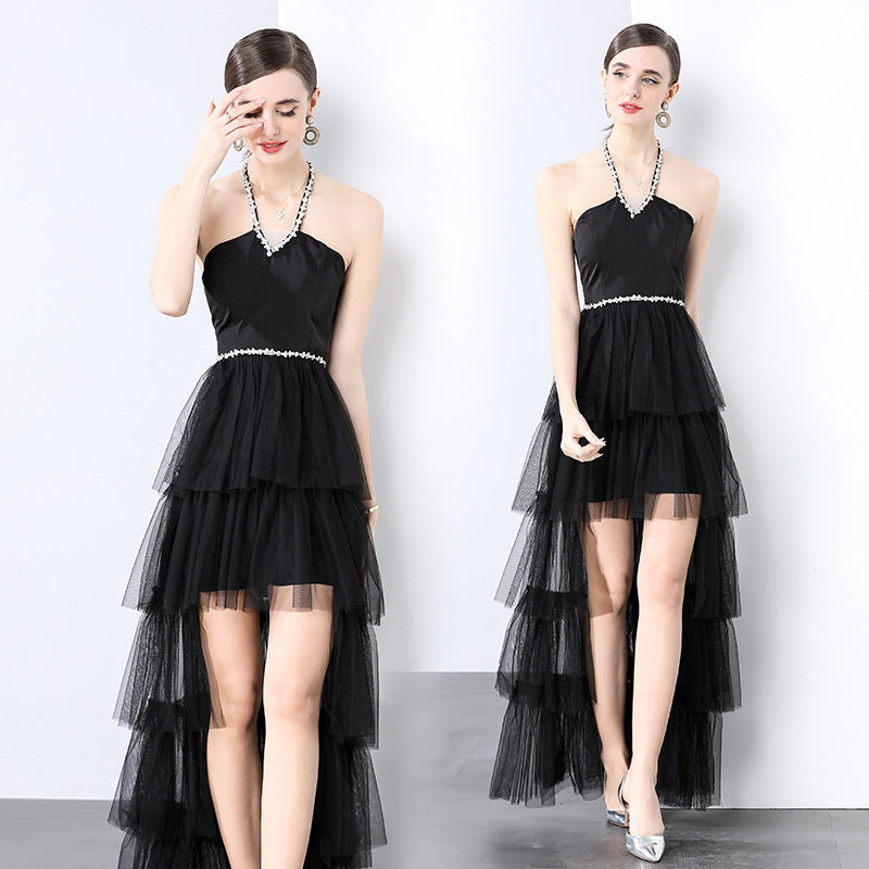Midnight Ruffle High-Low Gown