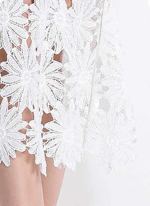 White Blossom Lace Midi Dress