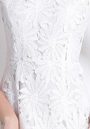White Blossom Lace Midi Dress