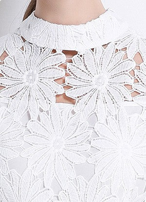 White Blossom Lace Midi Dress